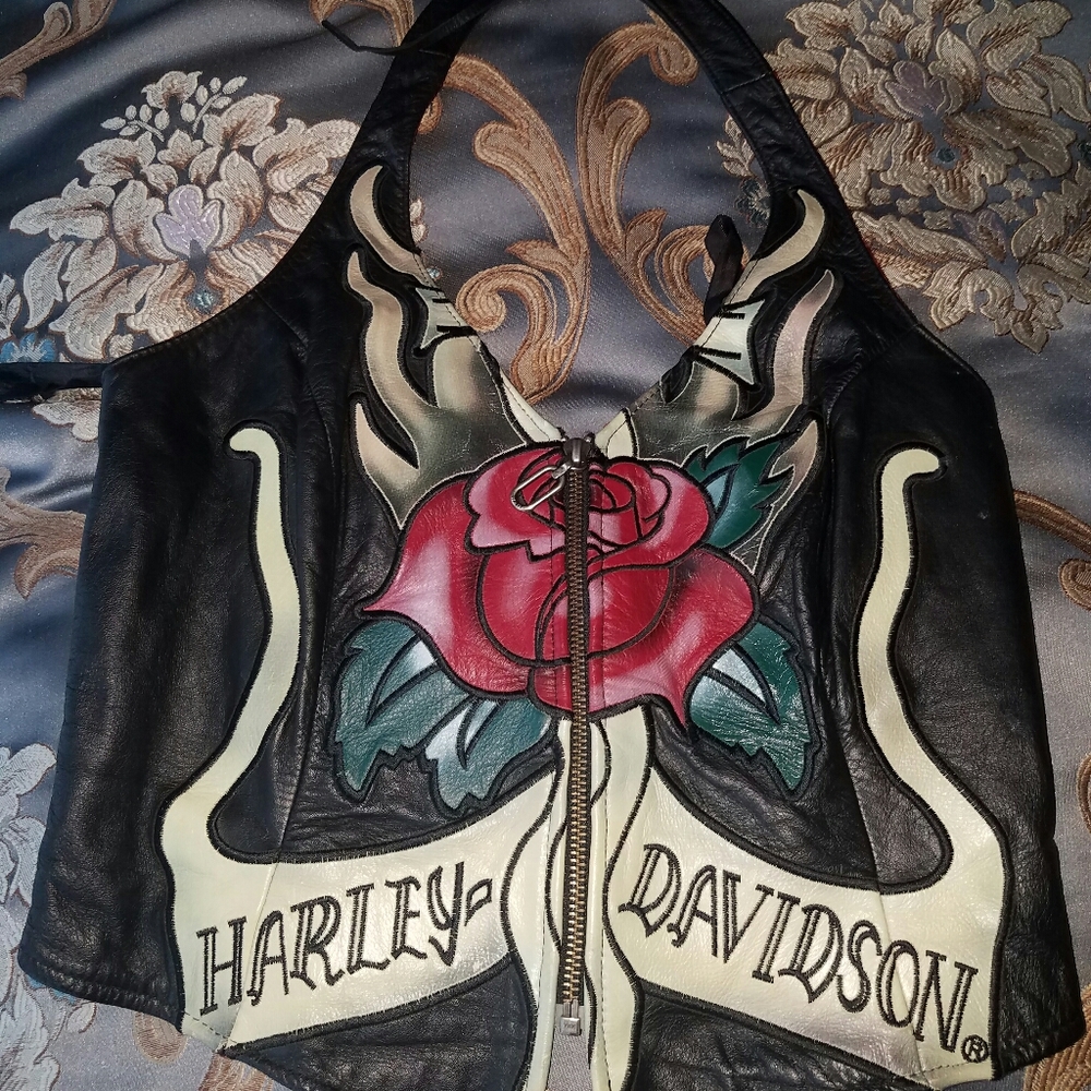 Great conditon leather Harley Davidson halter top